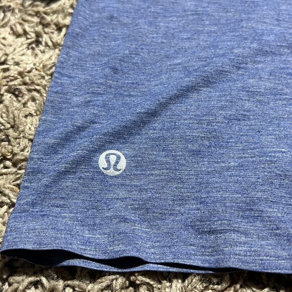 Lululemon Size Medium Intended Short Sleeve Heather Cobalt Crop Top Open Back - Picture 6 of 8